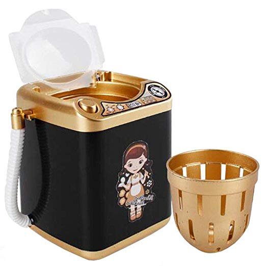 mini beauty blender washing machine  black and gold