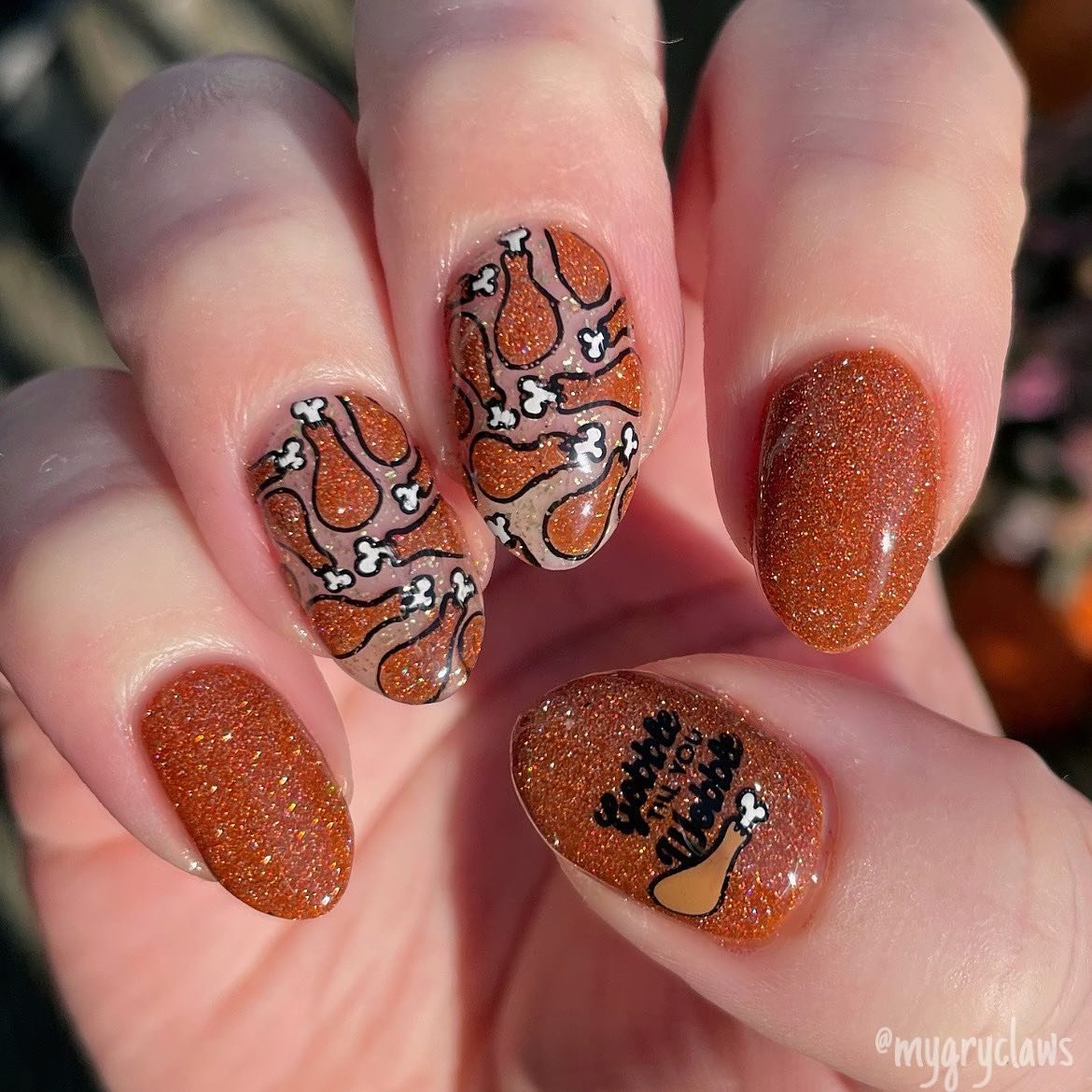 14 - Picture of Thanksgiving Nails