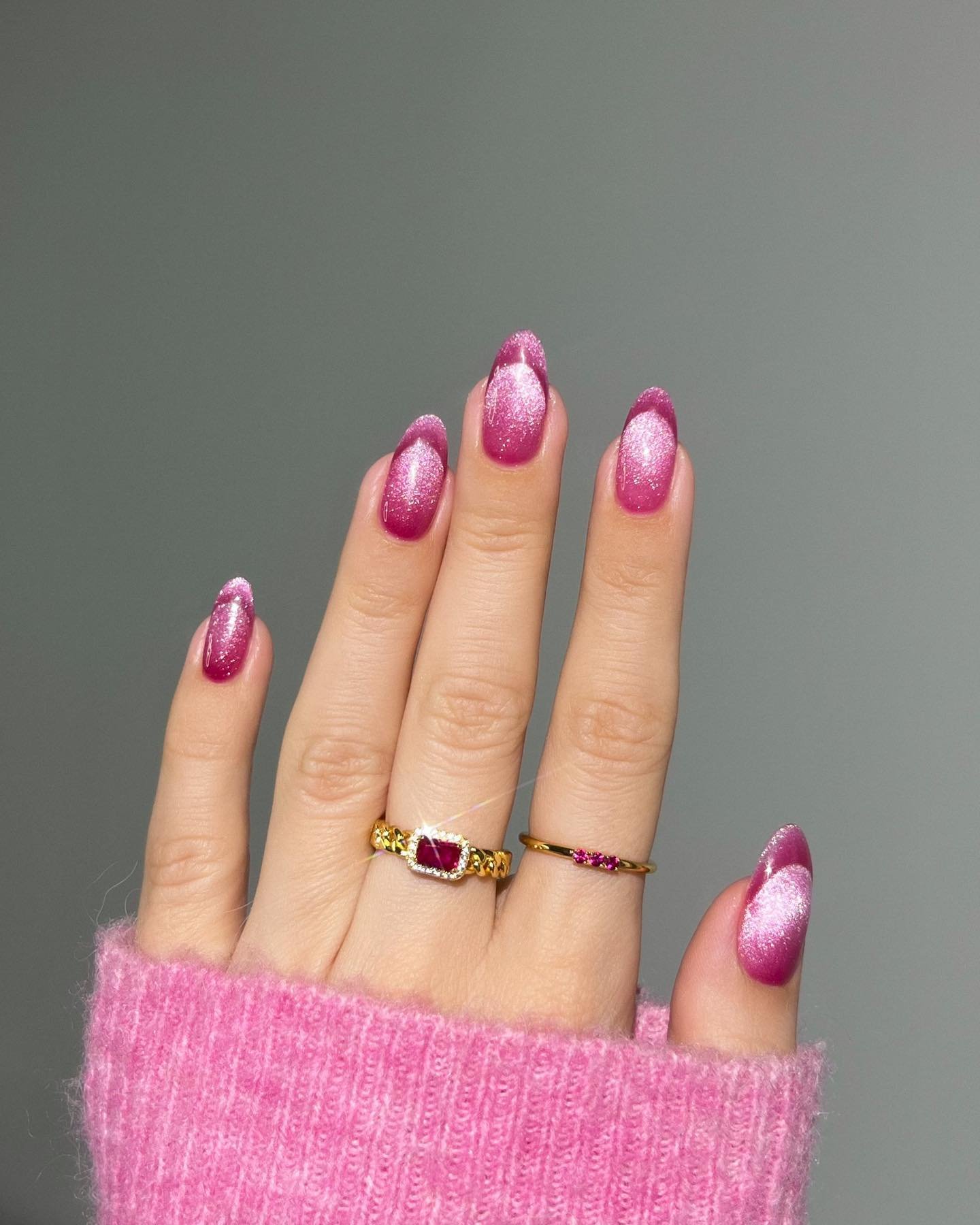 1 - Picture of Pink Chrome Nails