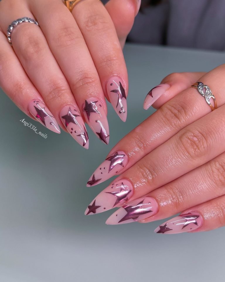 23 Adorable Pink Chrome Nails Inspo