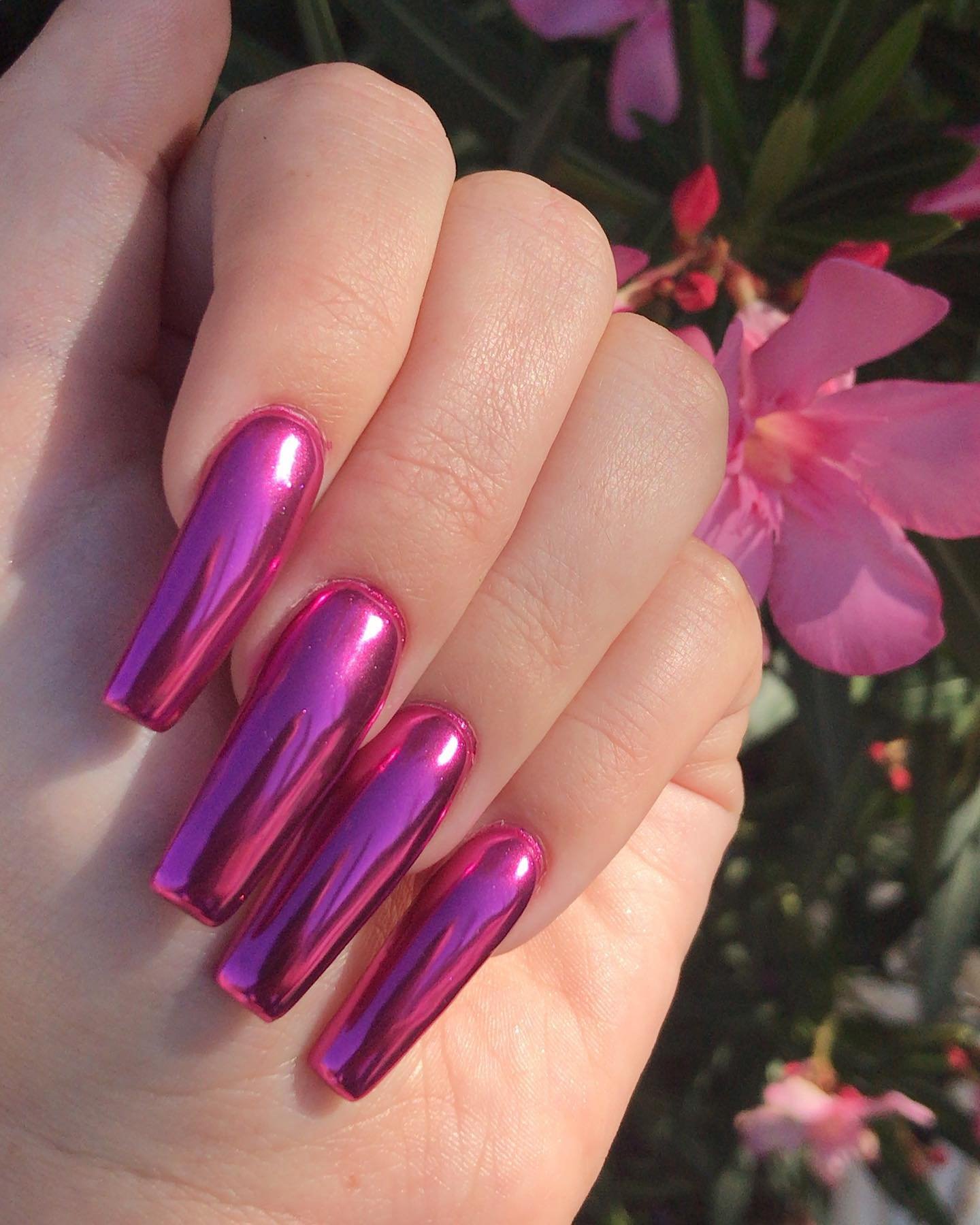 12 - Picture of Pink Chrome Nails