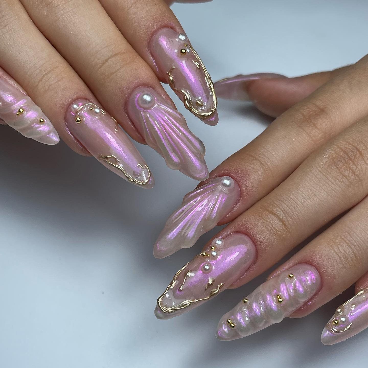 17 - Picture of Pink Chrome Nails