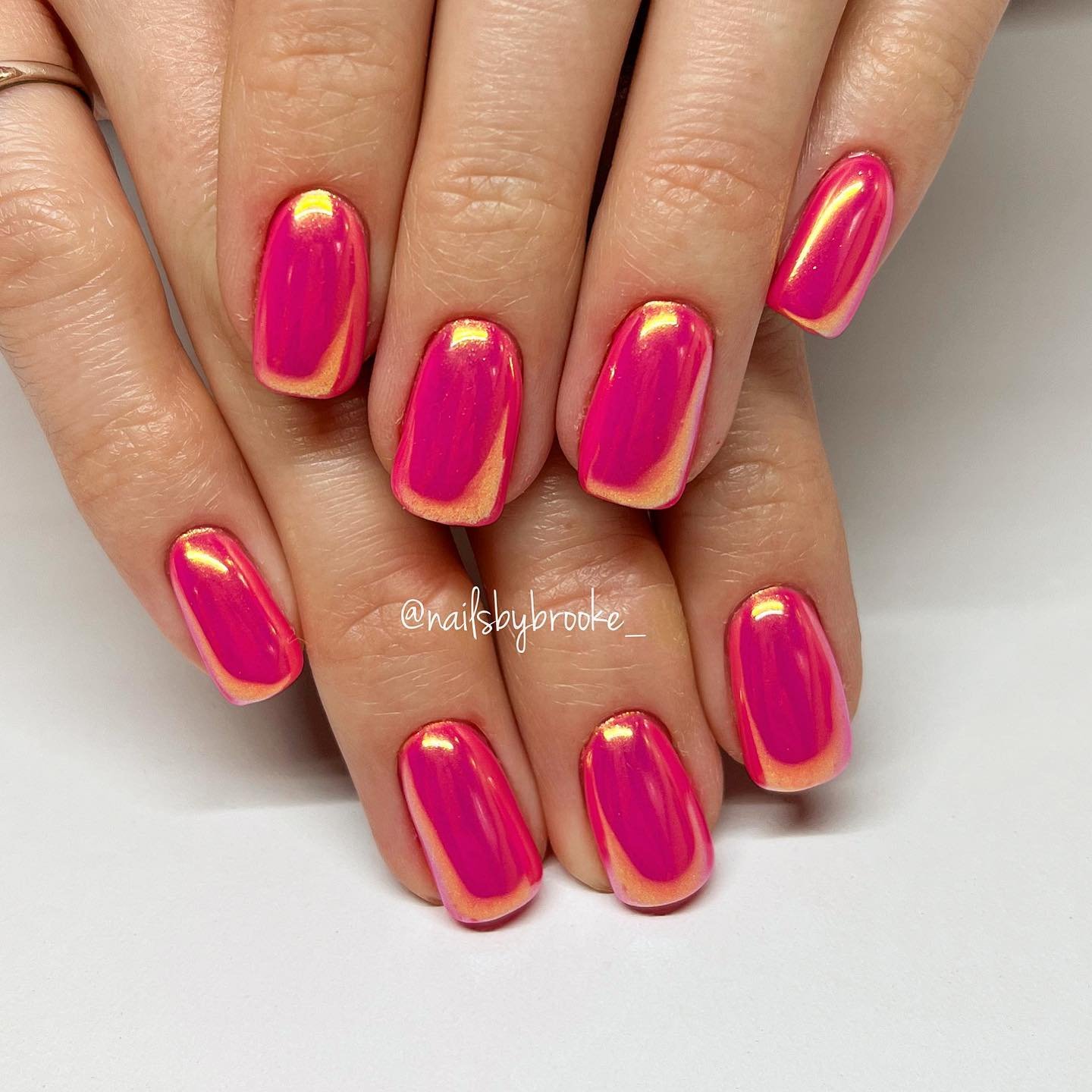 3 - Picture of Pink Chrome Nails