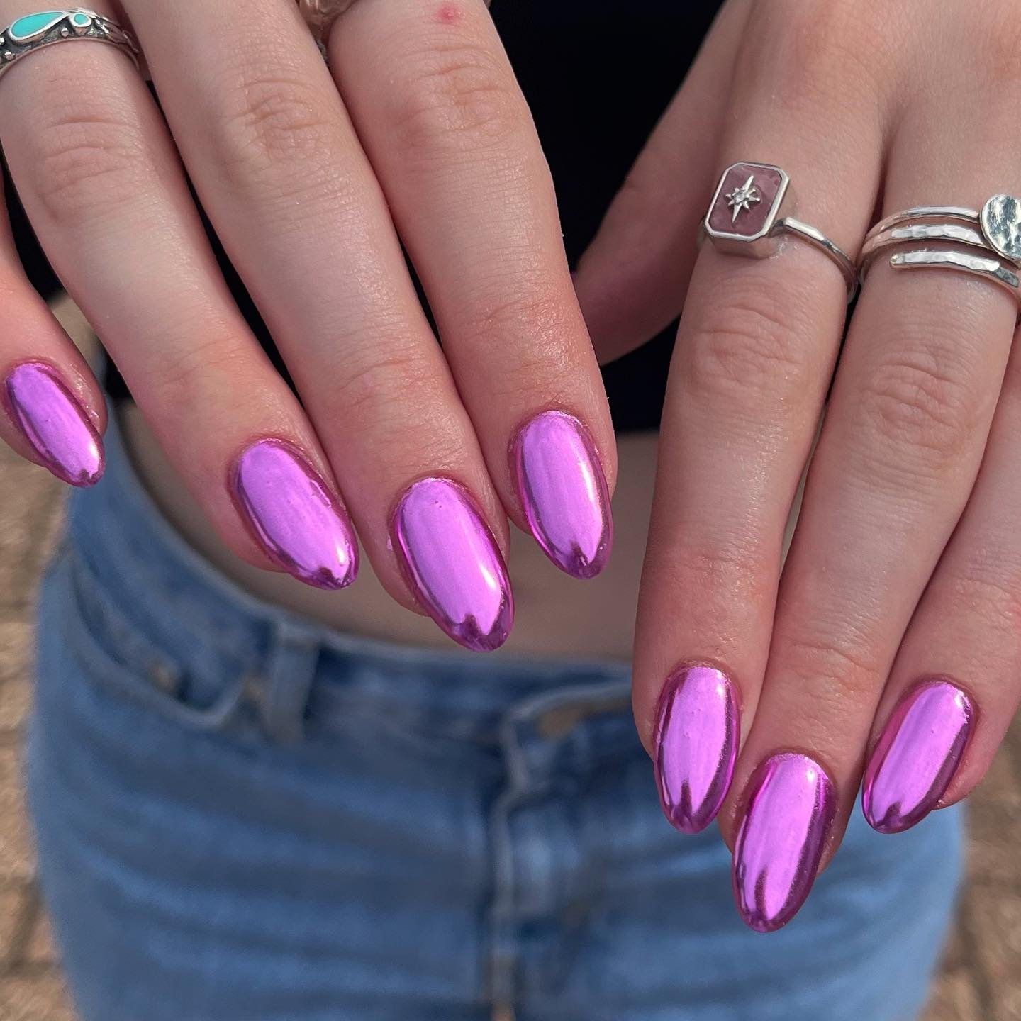 6 - Picture of Pink Chrome Nails