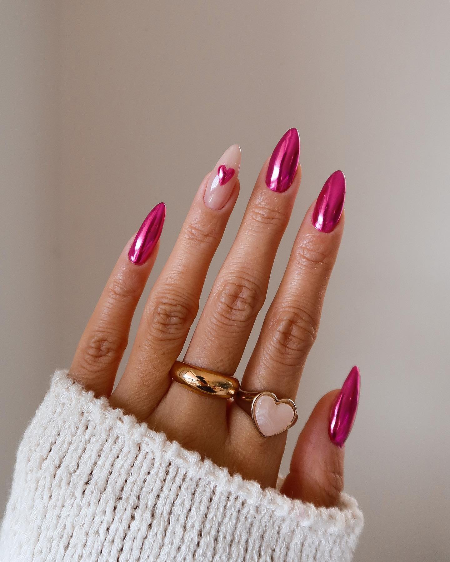 7 - Picture of Pink Chrome Nails