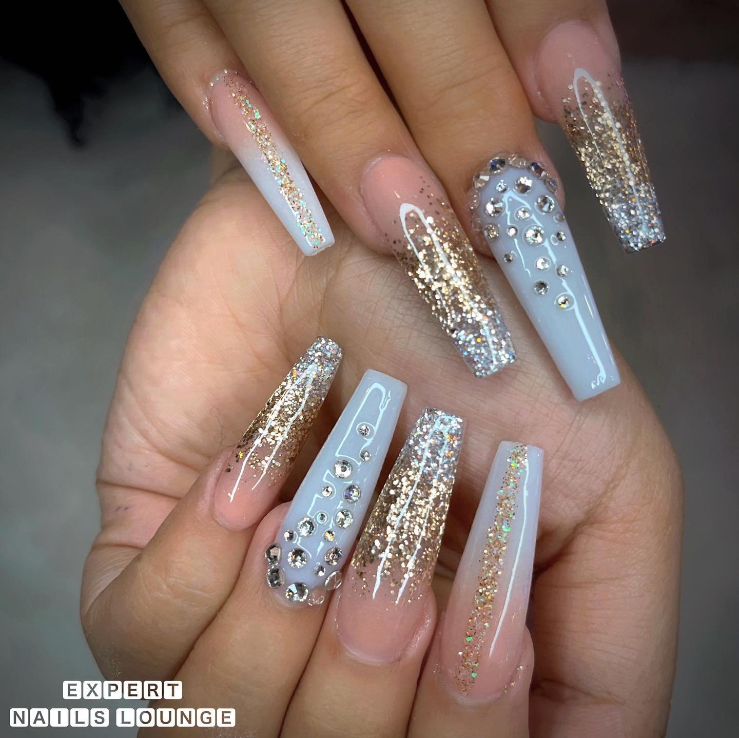 14 - Picture of Gold Glitter Nails
