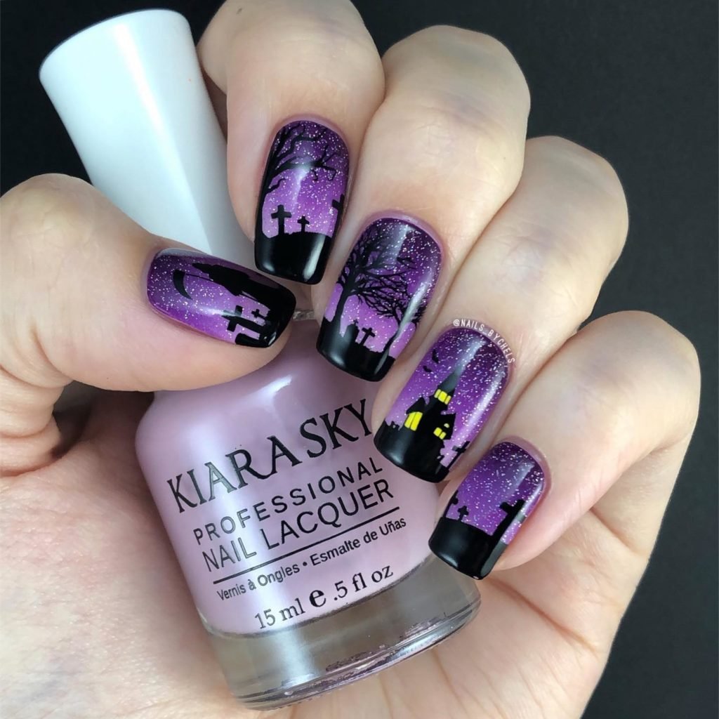 purple halloween nails 12 1