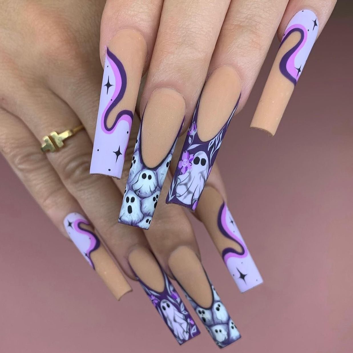 15 - Picture of Purple Halloween Nails