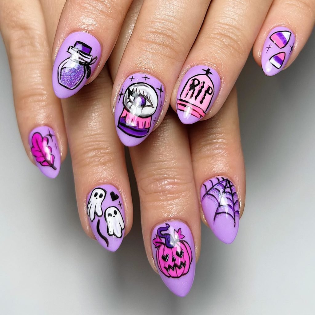 purple halloween nails 25 1