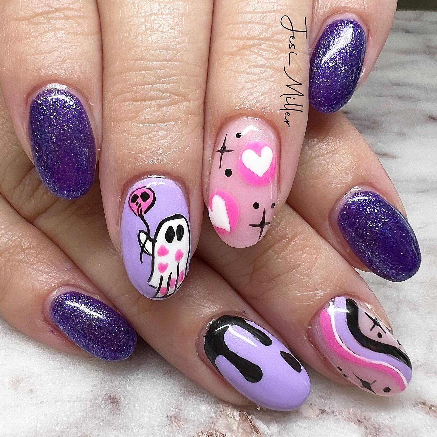 34 - Picture of Purple Halloween Nails
