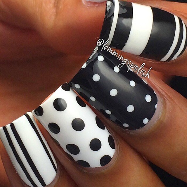 9 - Picture of Black and White Nails