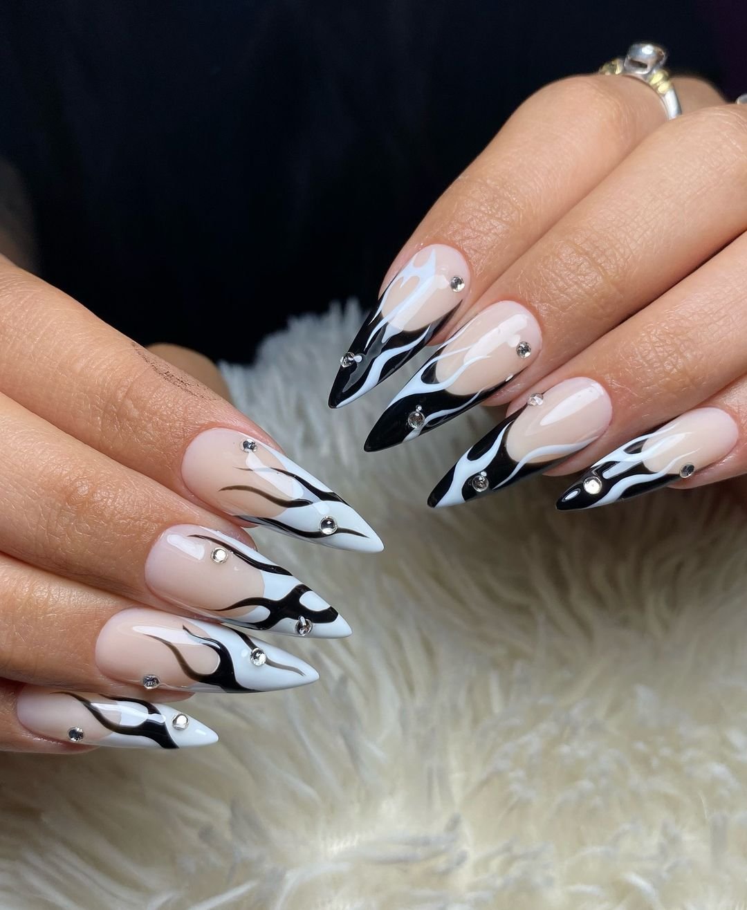 12 - Picture of Black and White Nails