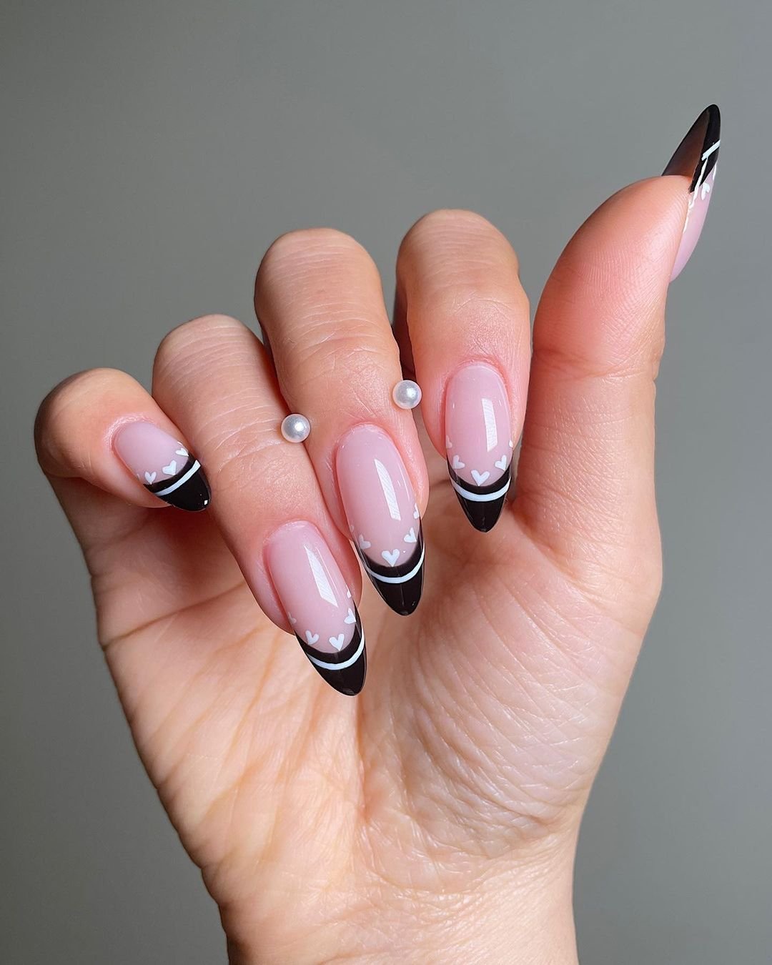 16 - Picture of Black and White Nails