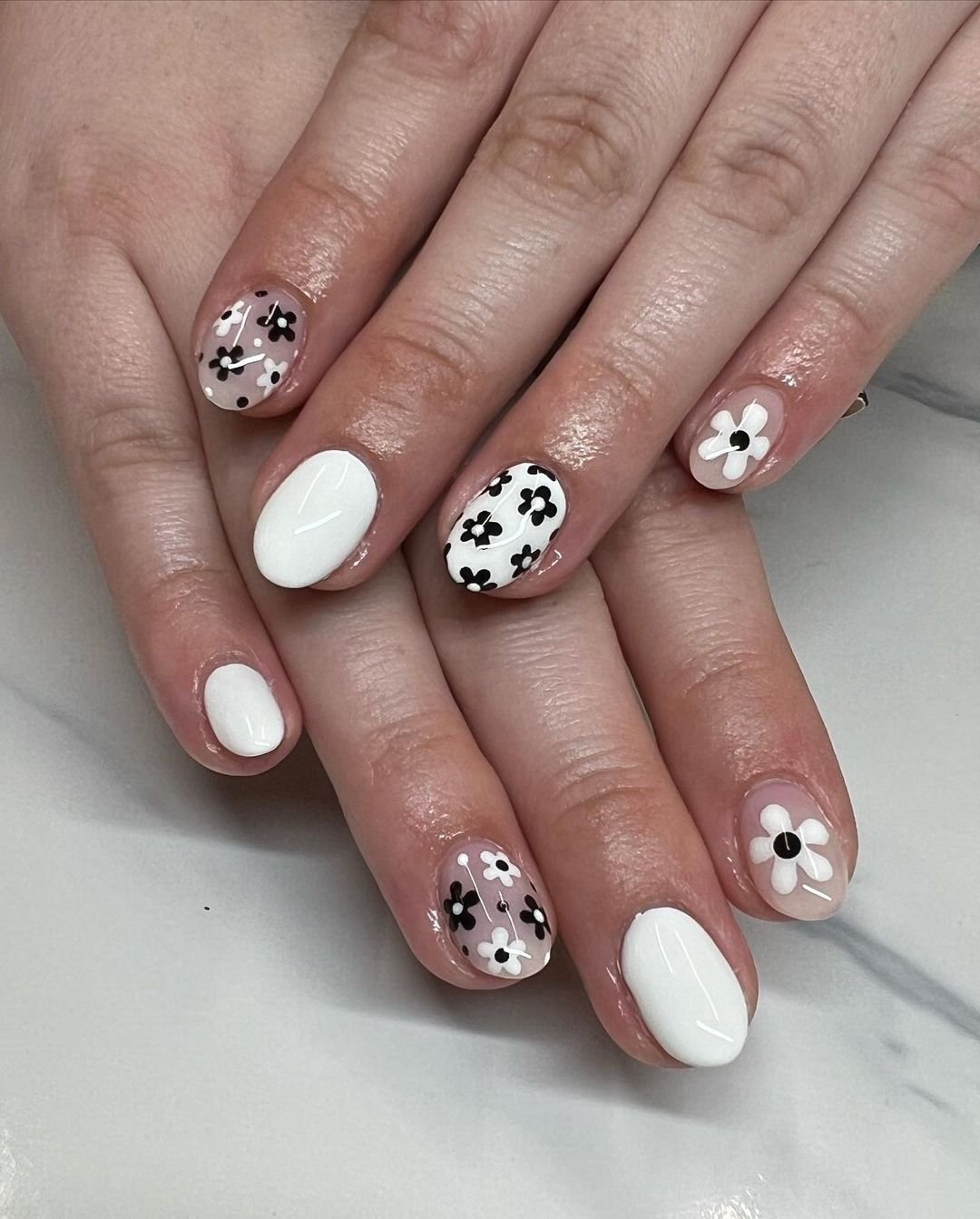 26 - Picture of Black and White Nails