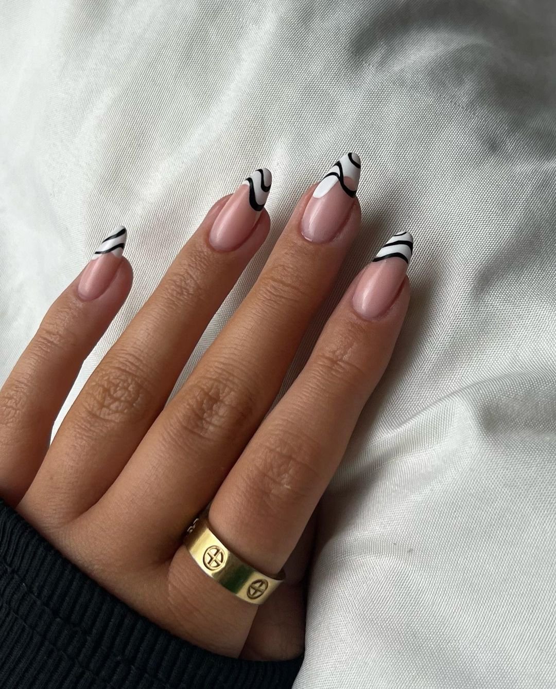 27 - Picture of Black and White Nails