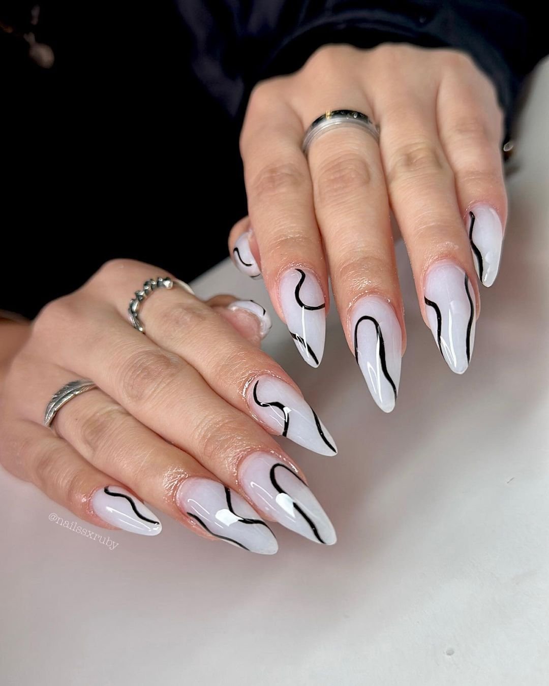 3 - Picture of Black and White Nails
