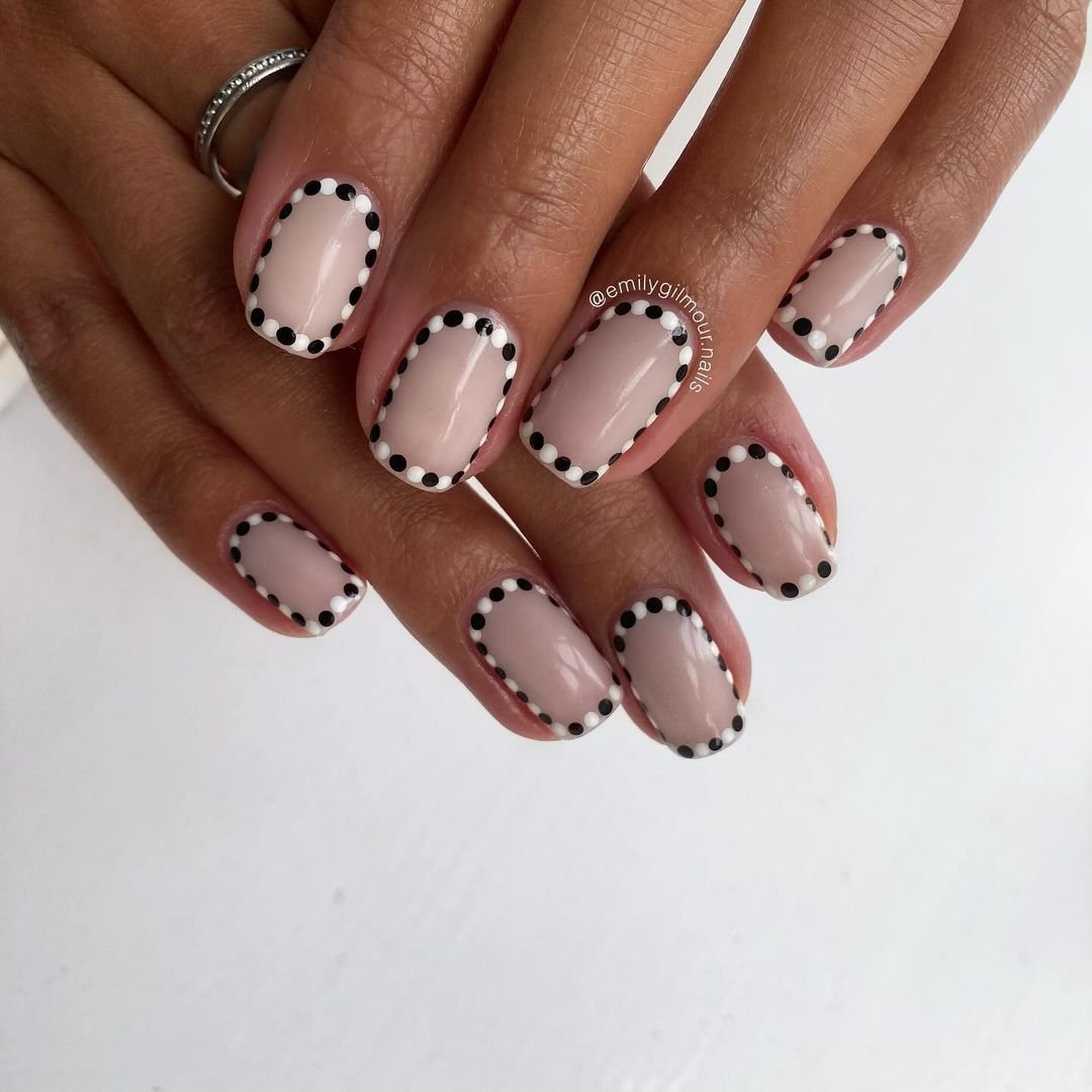 30 - Picture of Black and White Nails