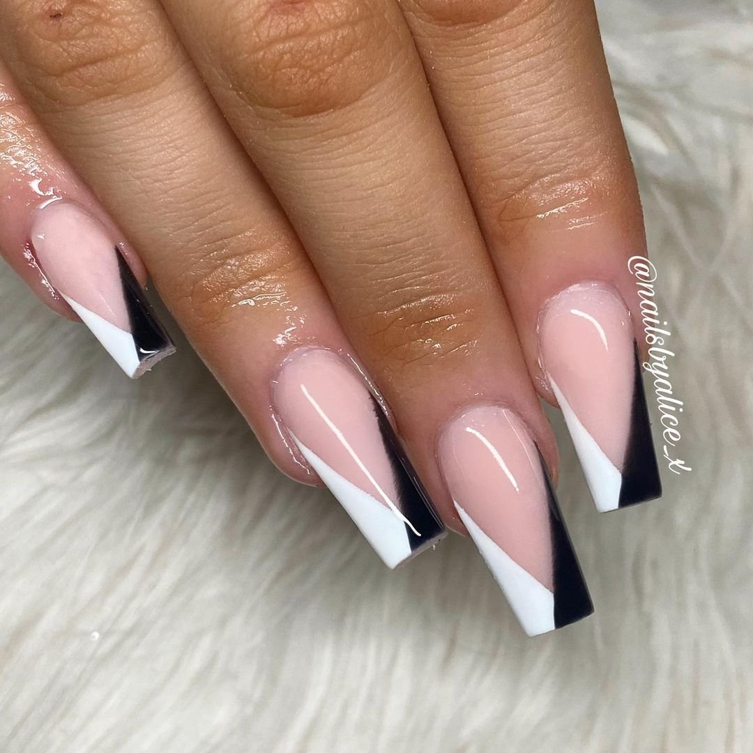 4 - Picture of Black and White Nails