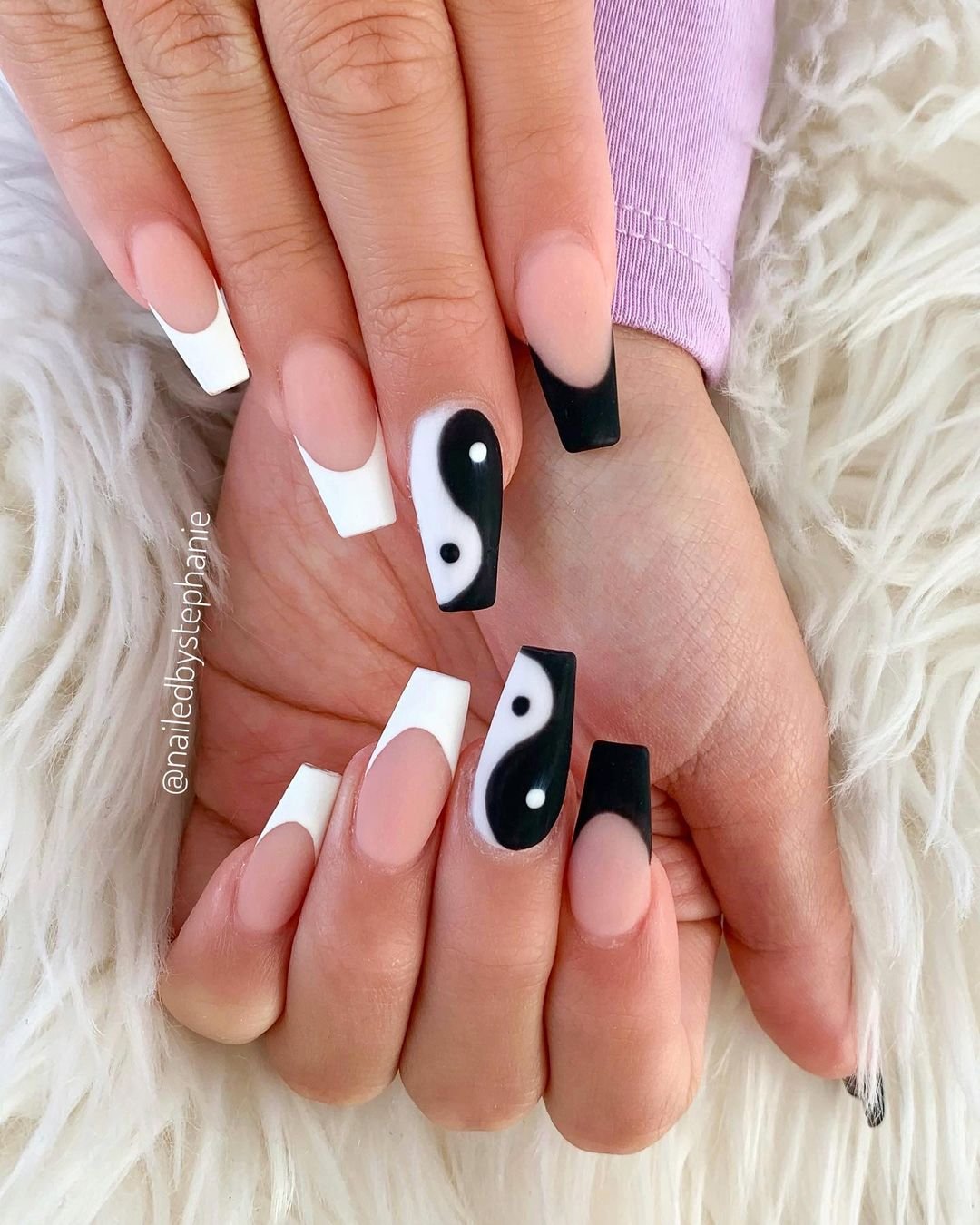 6 - Picture of Black and White Nails