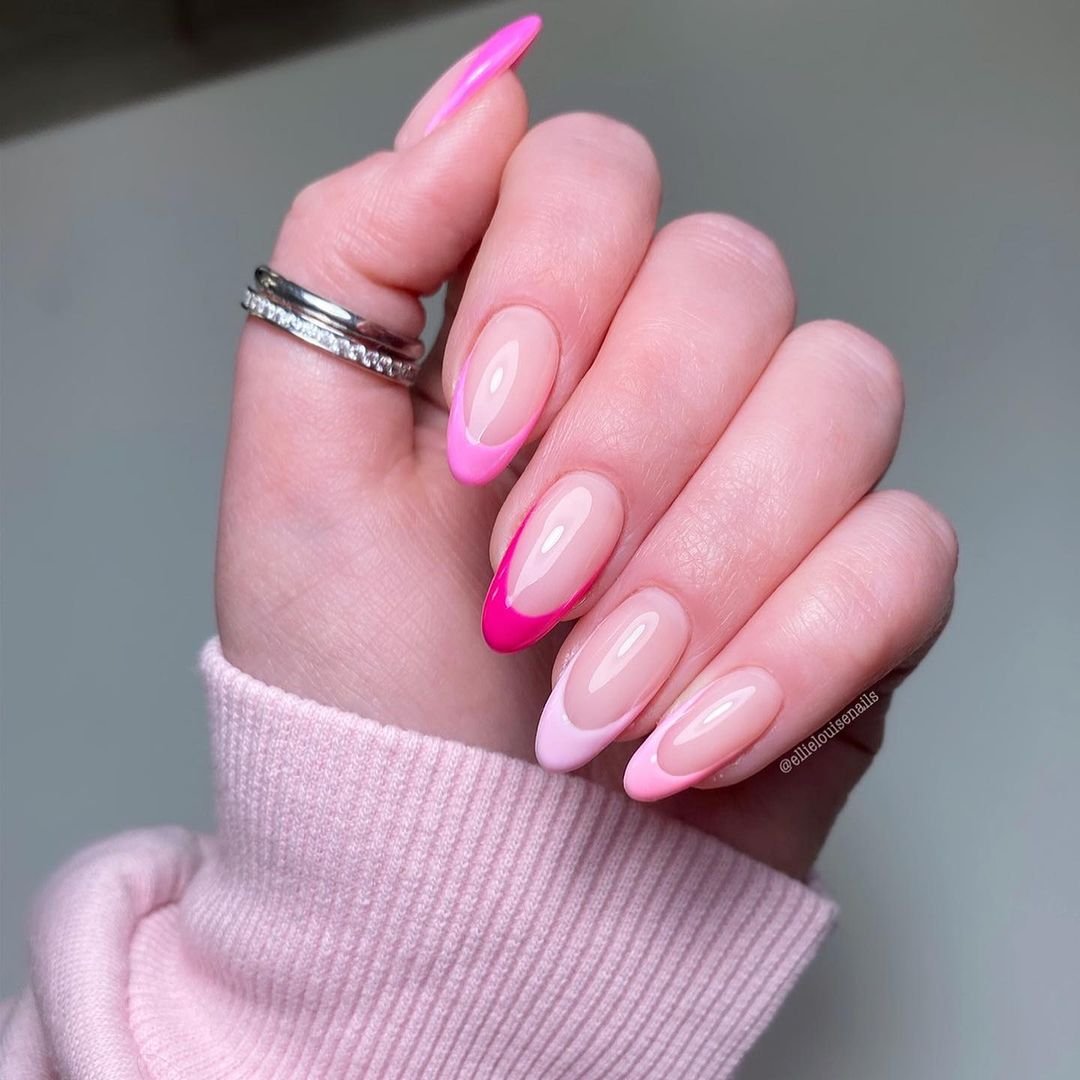 10 - Picture of Pink French Tip Nails