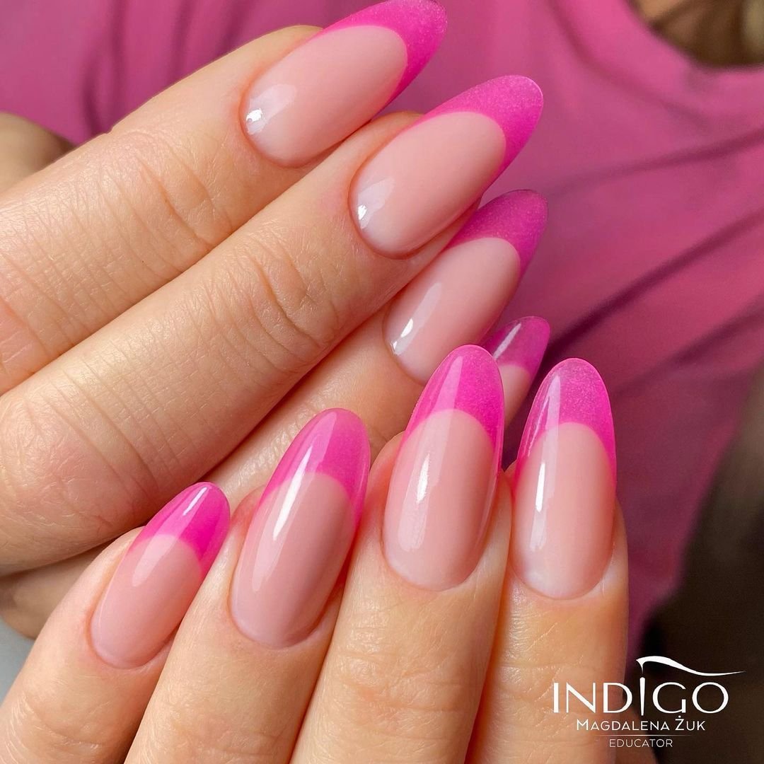 13 - Picture of Pink French Tip Nails