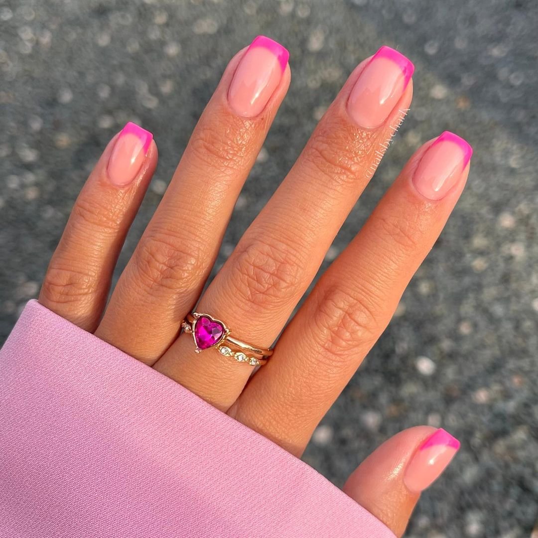 17 - Picture of Pink French Tip Nails