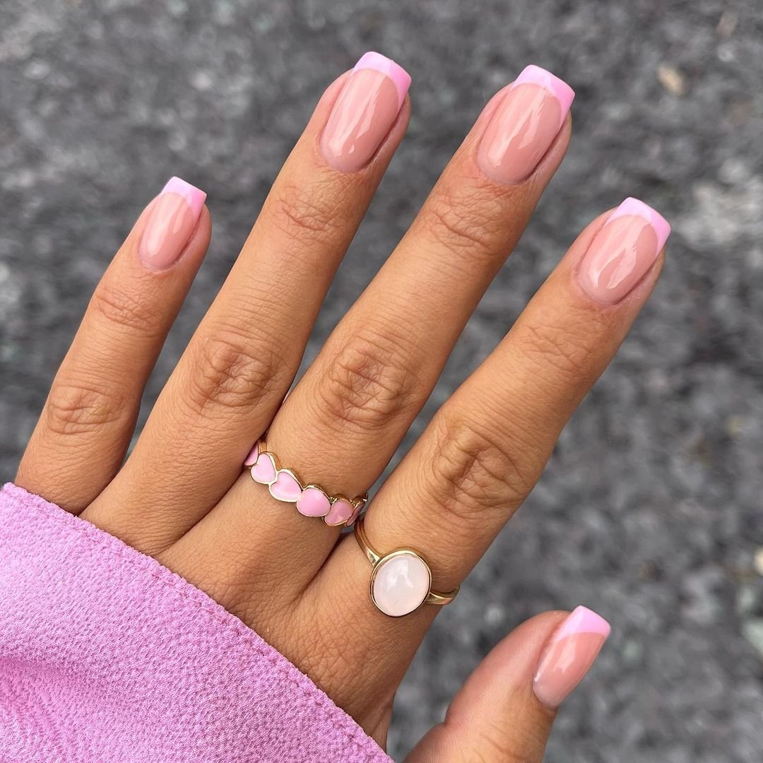 19 - Picture of Pink French Tip Nails