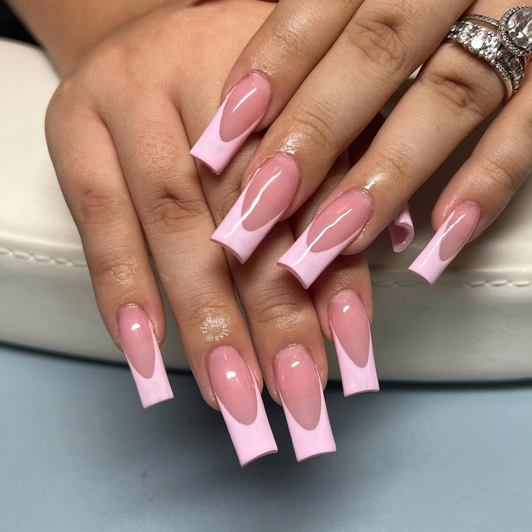 20 - Picture of Pink French Tip Nails