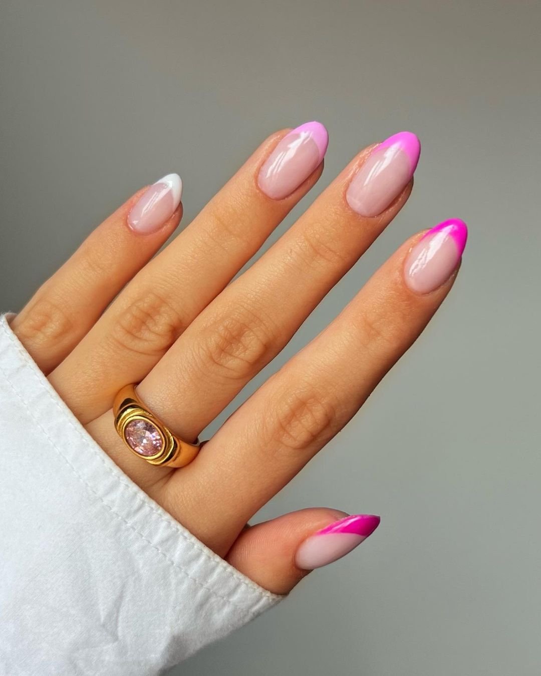21 - Picture of Pink French Tip Nails