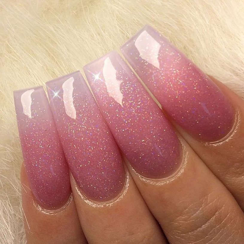 10 - Picture of Pink Glitter Nails