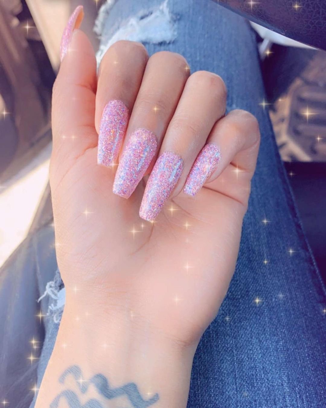 14 - Picture of Pink Glitter Nails
