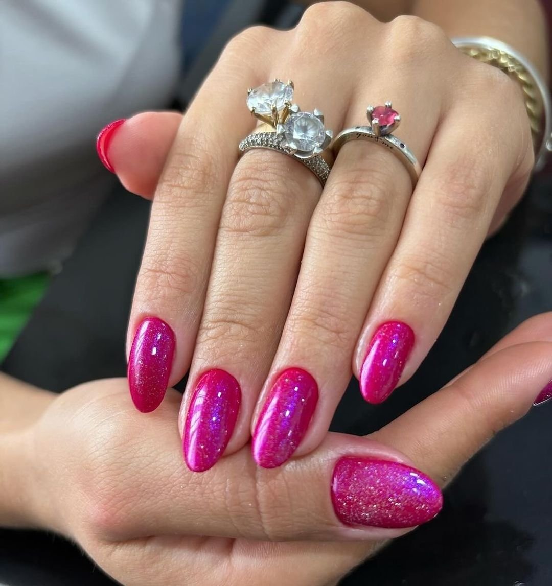 24 - Picture of Pink Glitter Nails