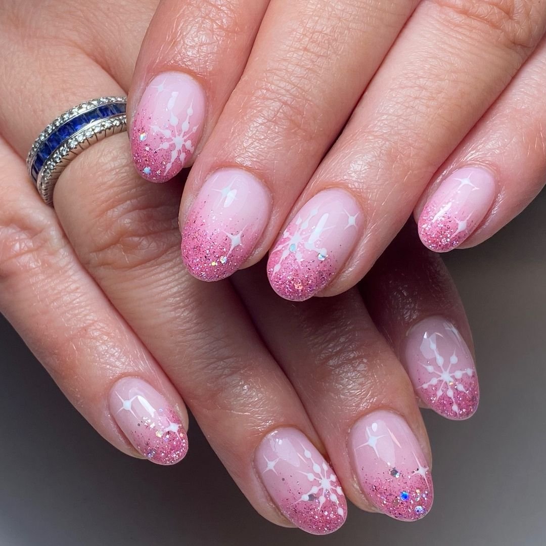 25 - Picture of Pink Glitter Nails