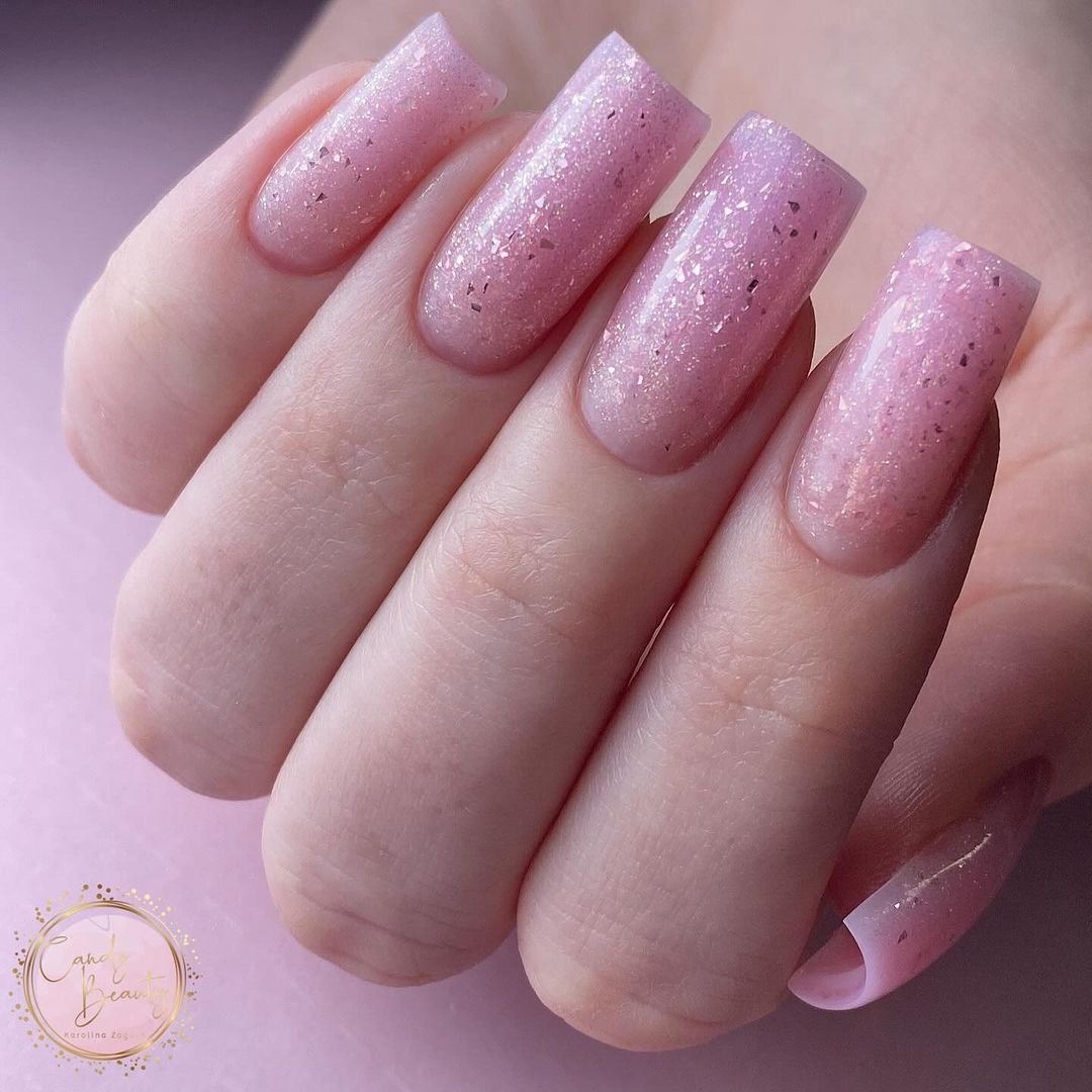 26 - Picture of Pink Glitter Nails