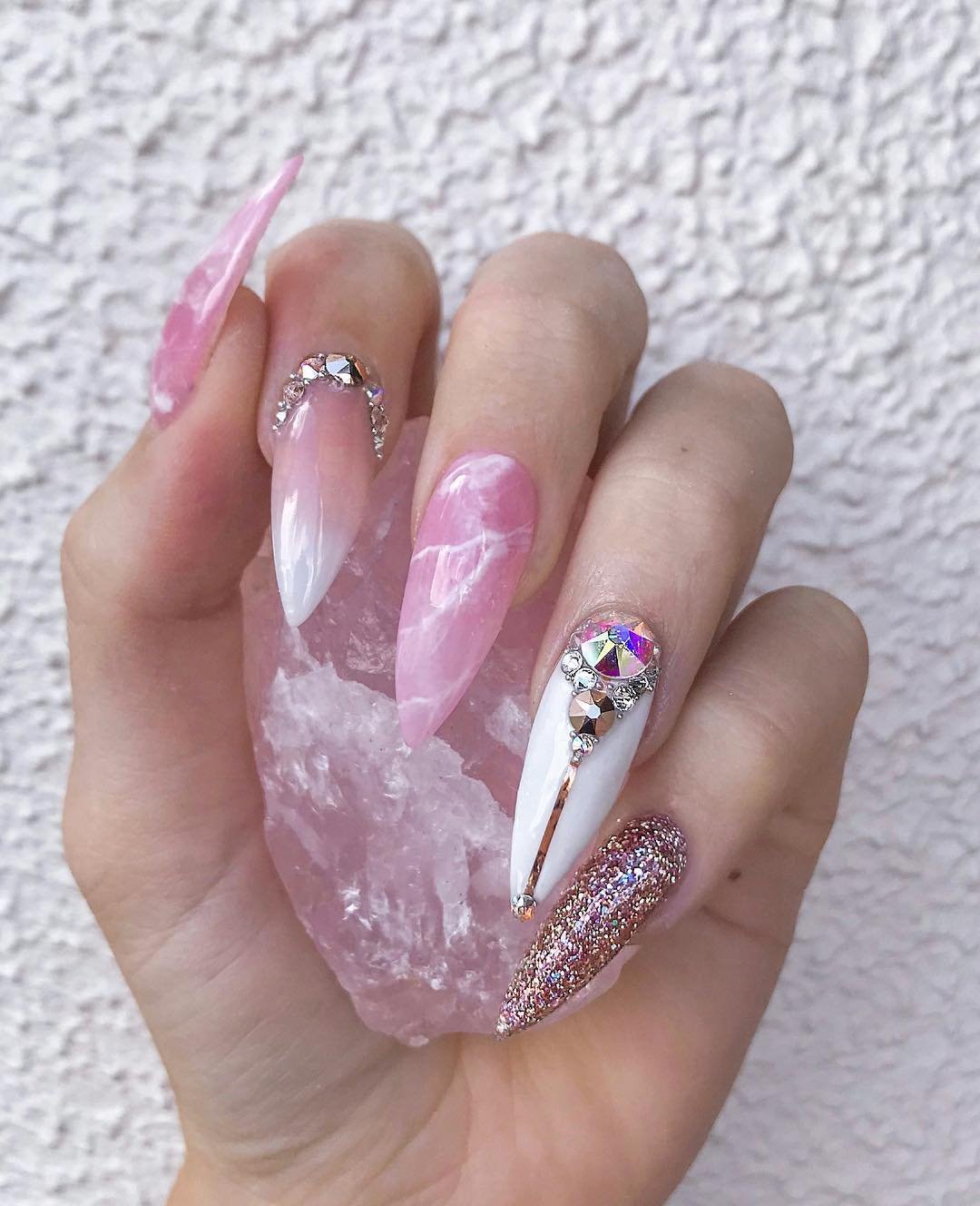 1 - Picture of Rose Quartz Nails