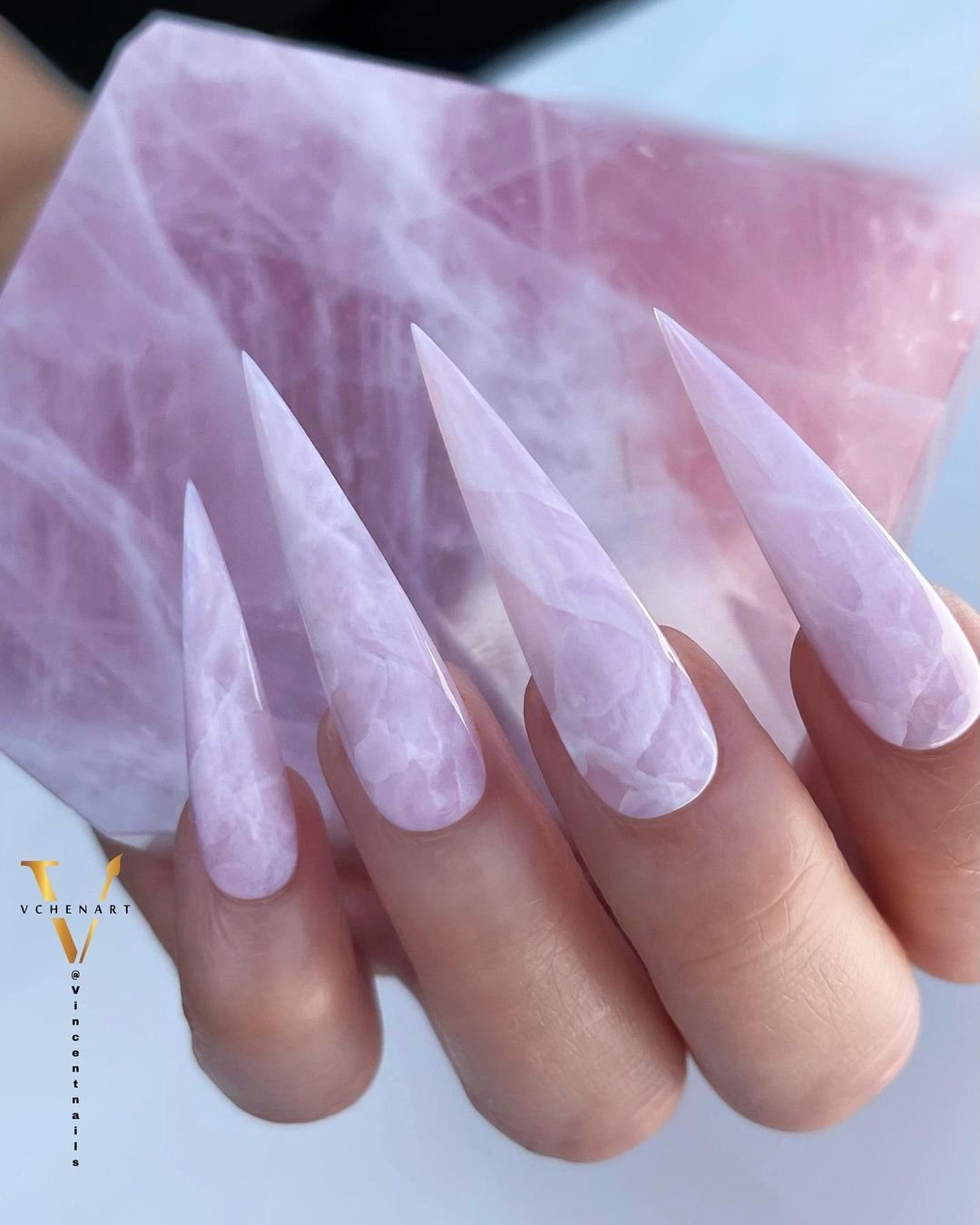 10 - Picture of Rose Quartz Nails