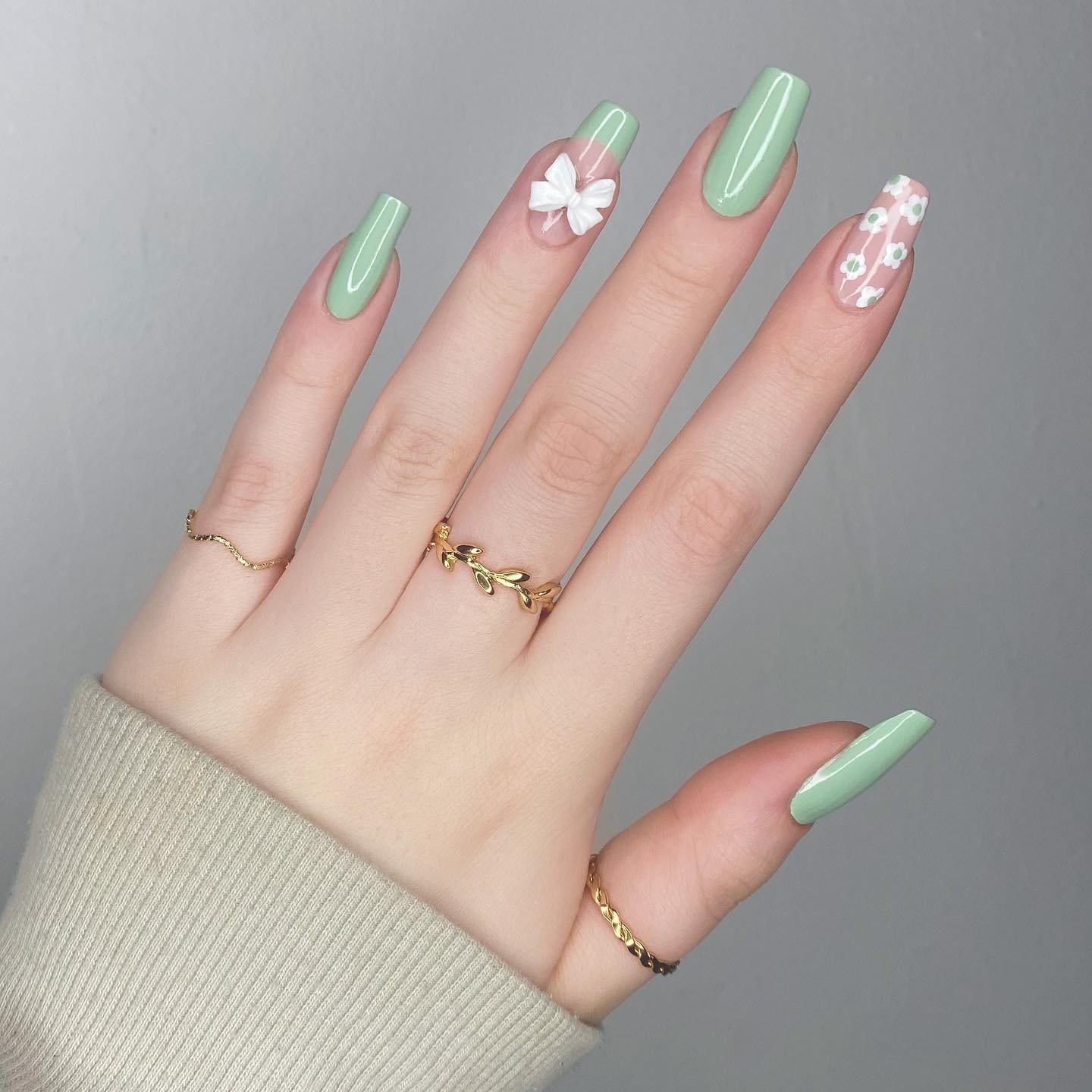 15 - Picture of Sage Green Nails