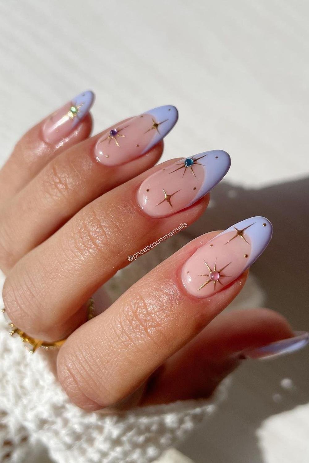 16 - Picture of Chrome Star Nails