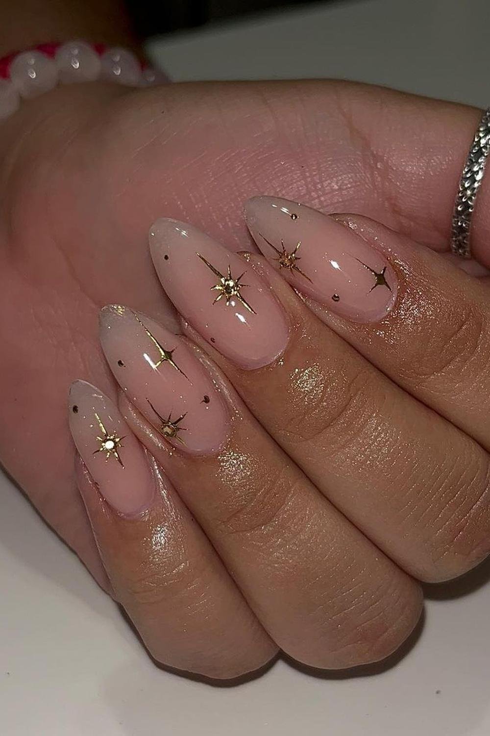 35 - Picture of Chrome Star Nails