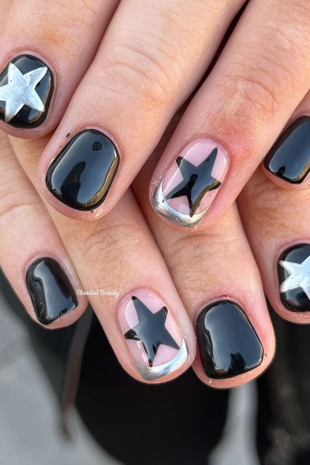 8 - Picture of Chrome Star Nails