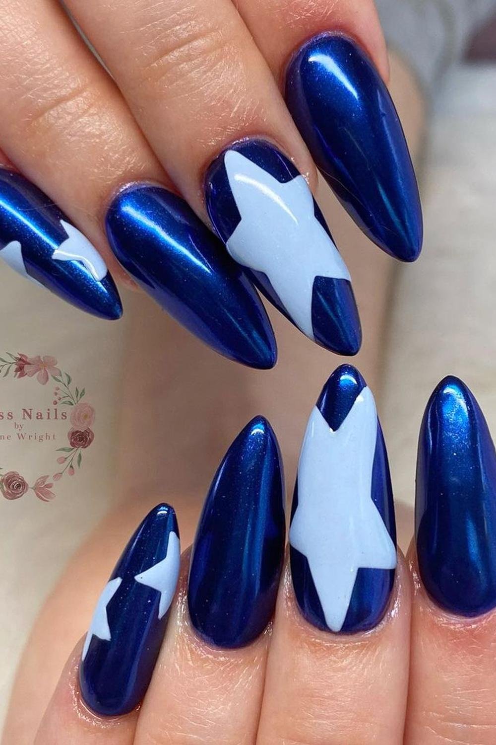 14 - Picture of Blue Chrome Nails