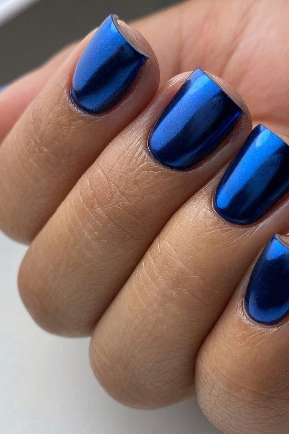 19 - Picture of Blue Chrome Nails