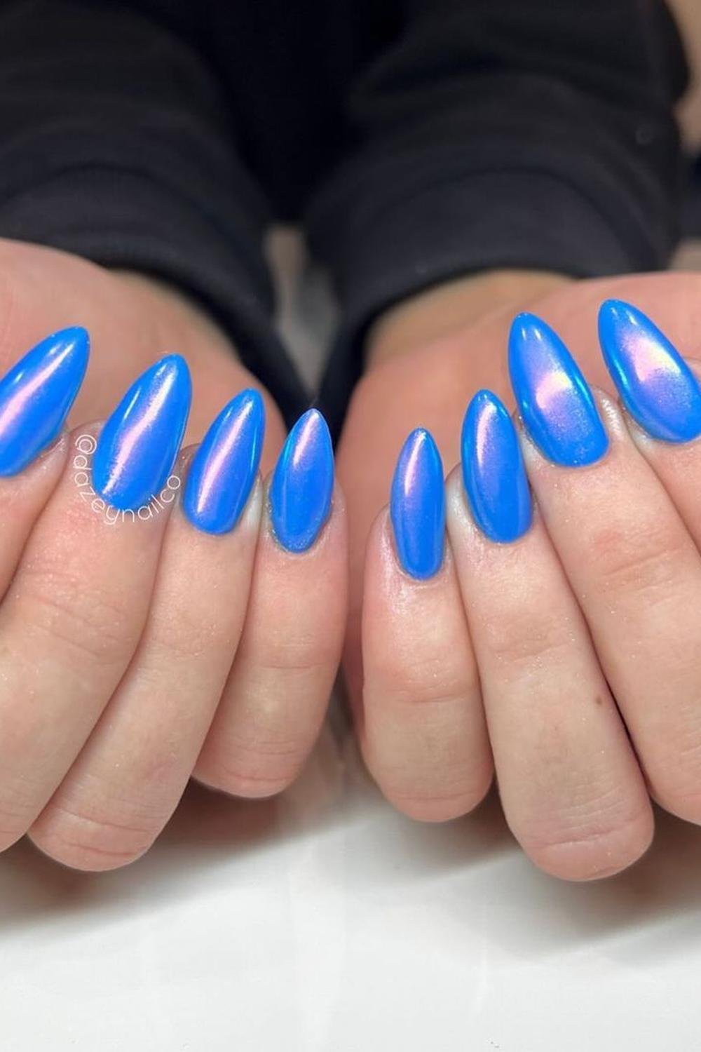 2 - Picture of Blue Chrome Nails