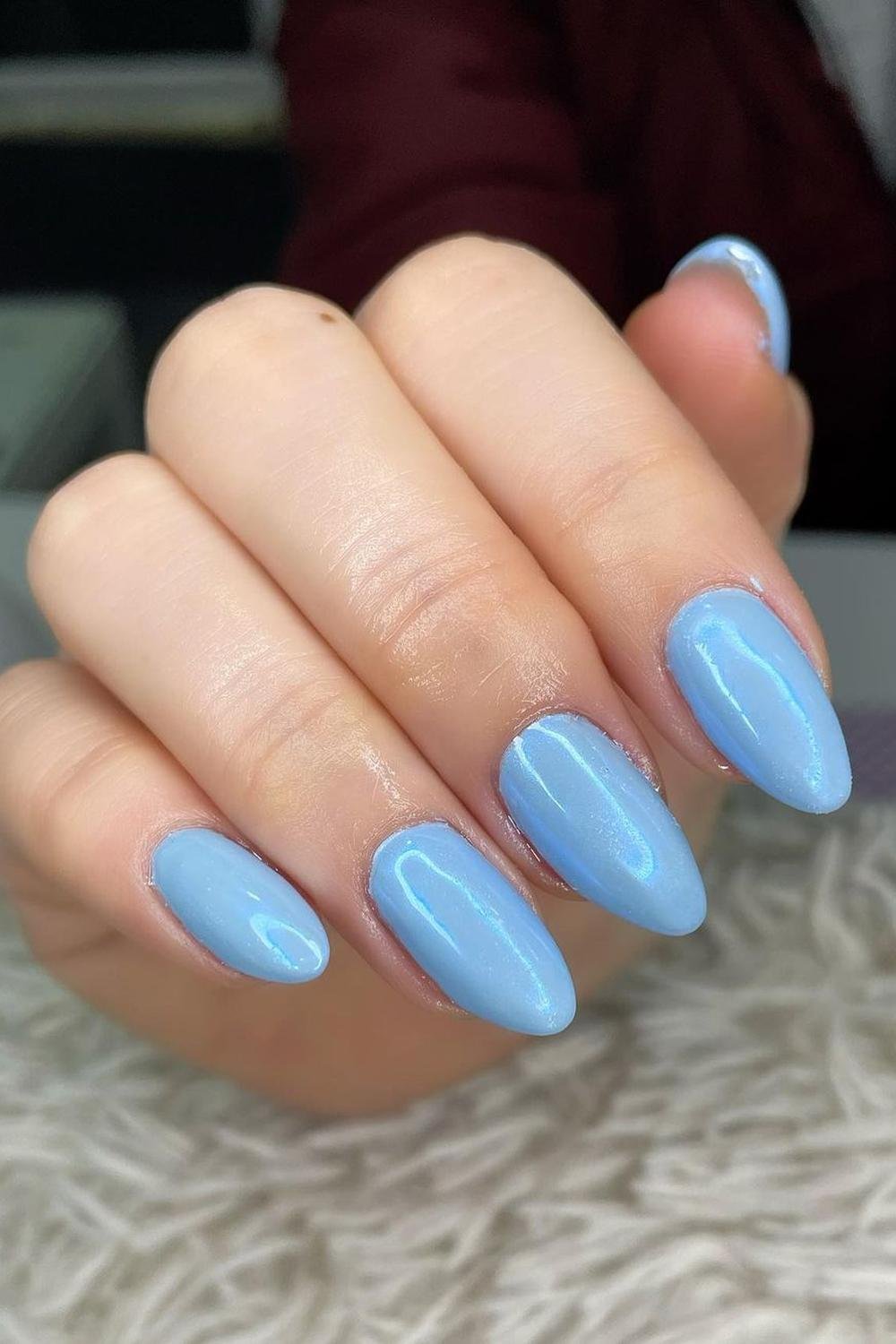 22 - Picture of Blue Chrome Nails