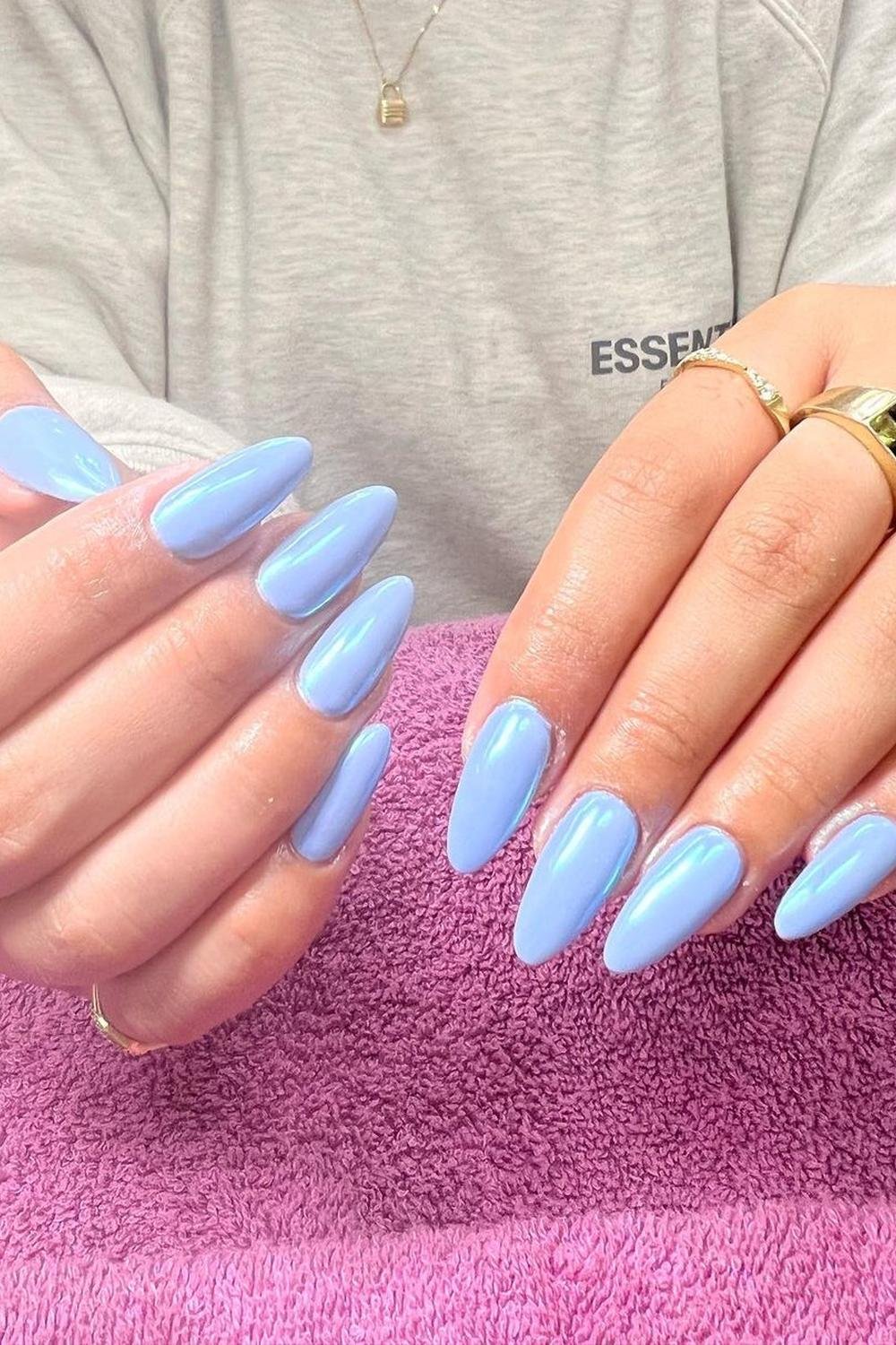 25 - Picture of Blue Chrome Nails