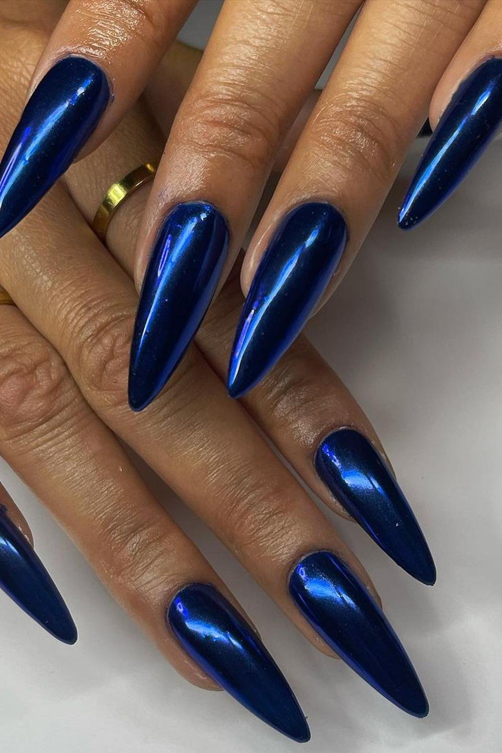 26 - Picture of Blue Chrome Nails