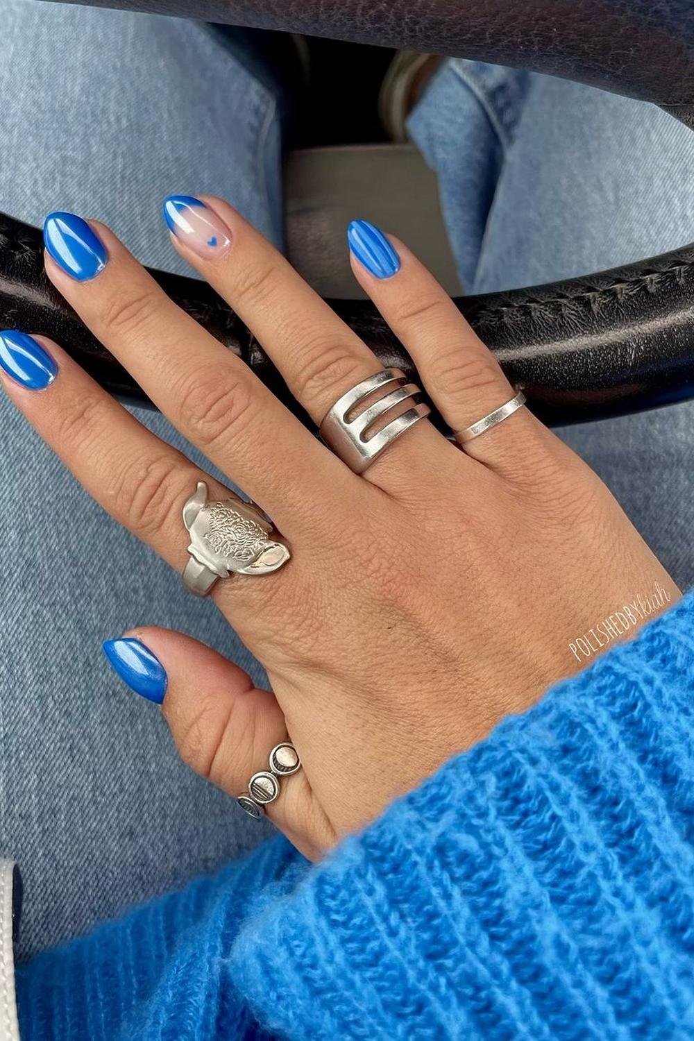 27 - Picture of Blue Chrome Nails