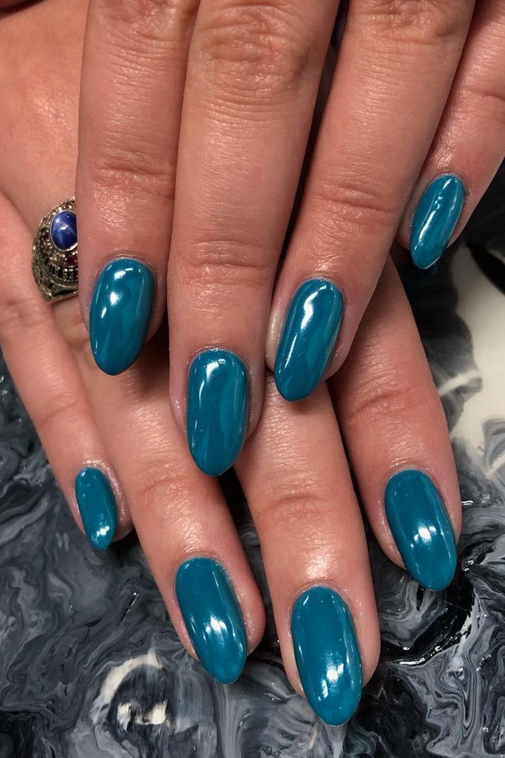 3 - Picture of Blue Chrome Nails