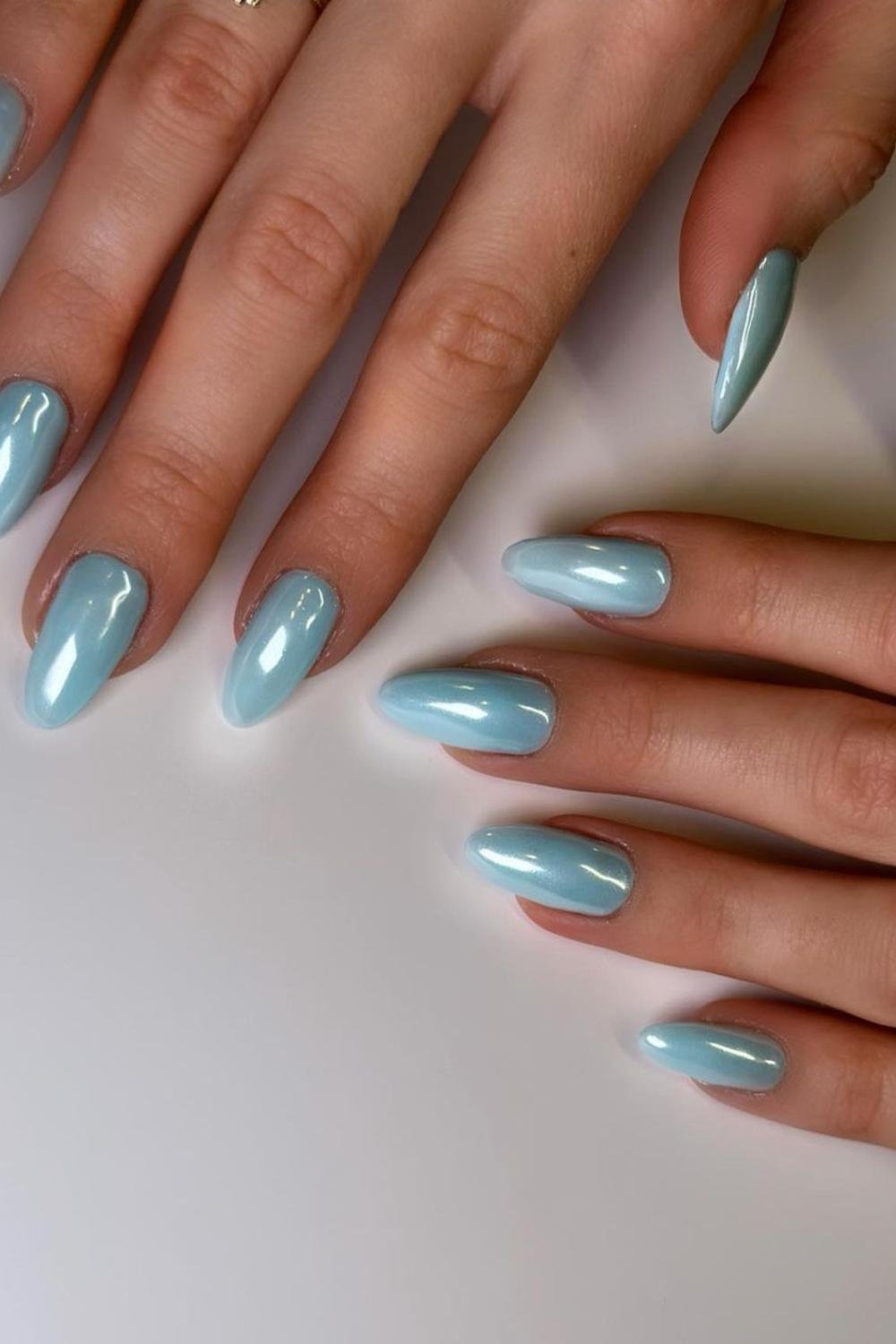 30 - Picture of Blue Chrome Nails