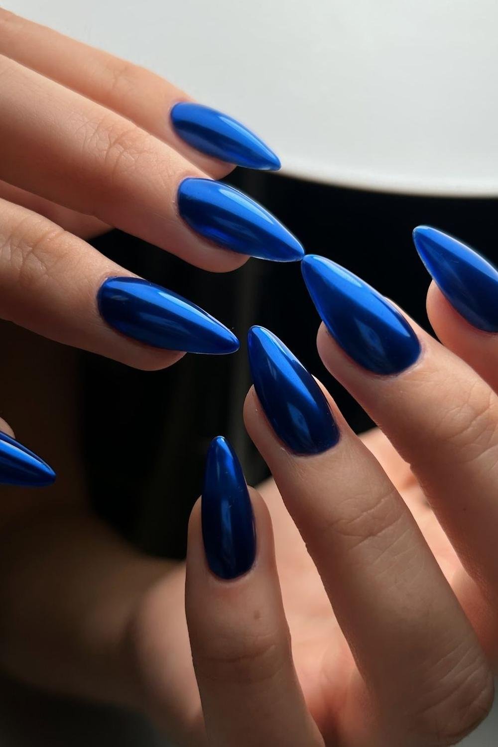 31 - Picture of Blue Chrome Nails